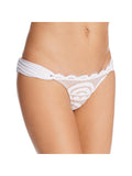 liquid Lily Womens Bottom Tanga Separates White PilyQ Lace Front L Swim