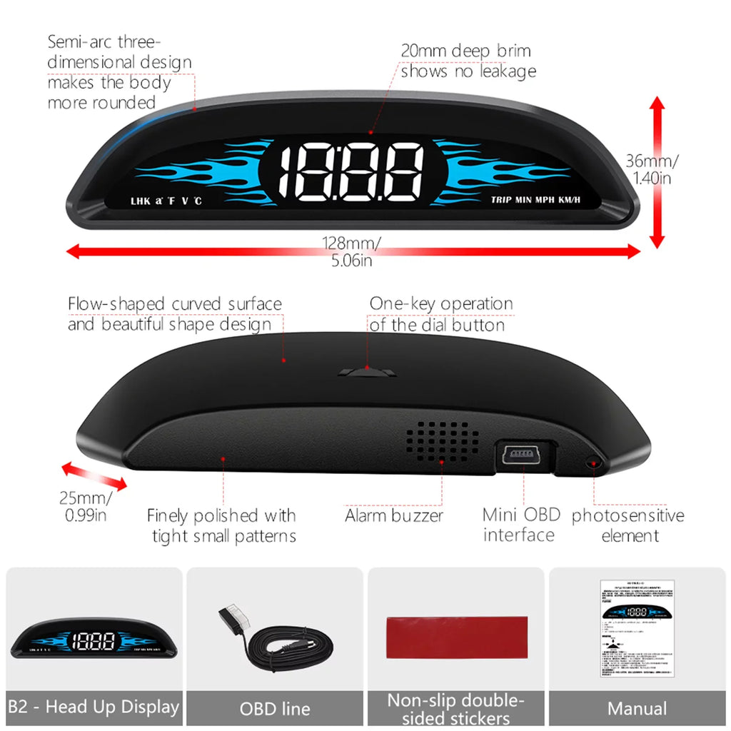 for Detector Diagnostic Speedometer Display, Car Improved Driving B2 Safety Multi-Functions Head-Up Nebublu