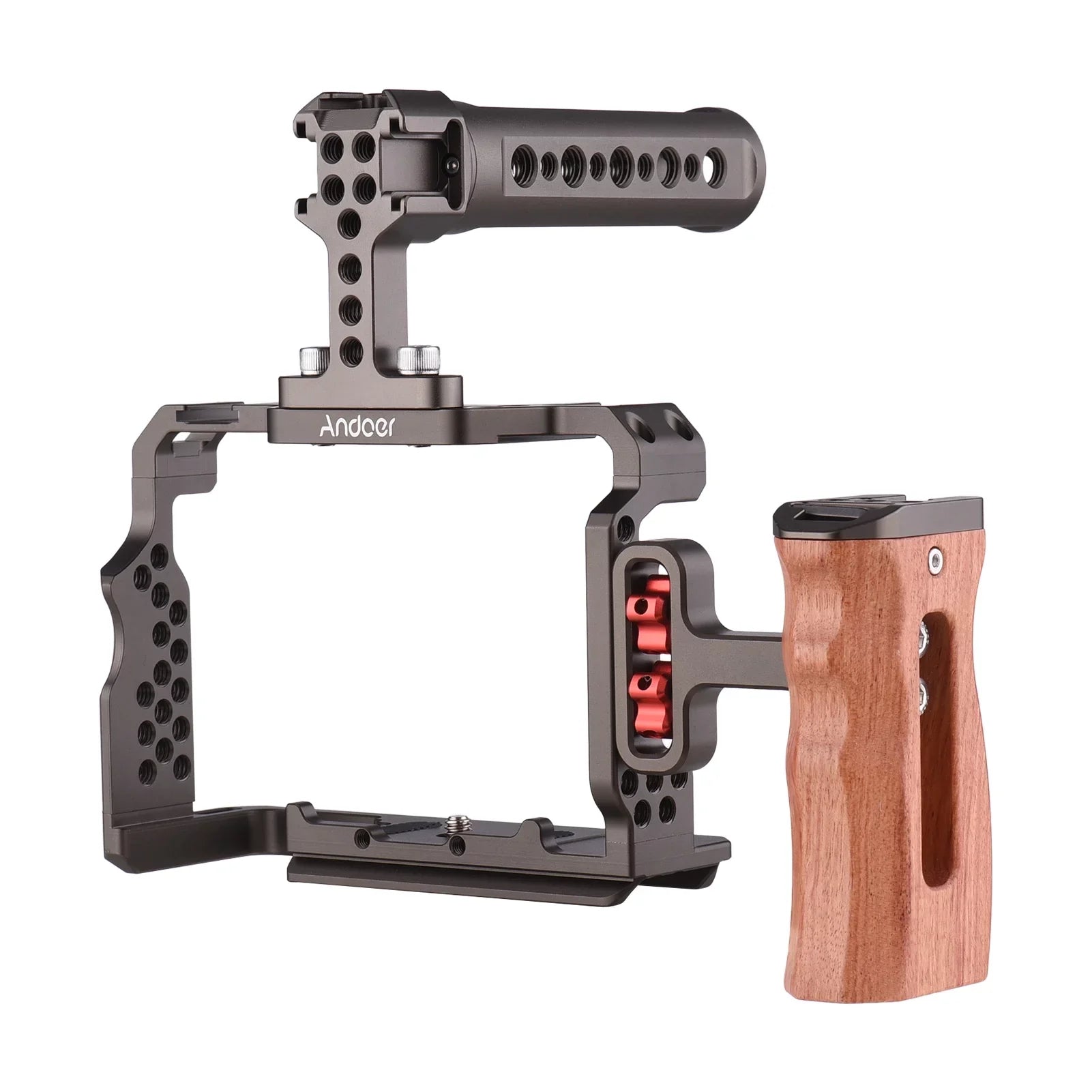 Camera II/ for Video III/ A7III Grip Cage Aluminum Kit Rig Replacement A7 with Wooden A7R Andoer Alloy Handle