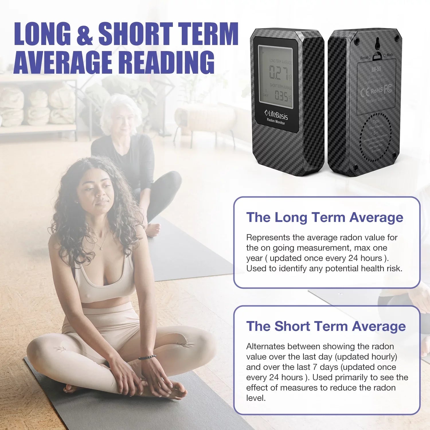 Operated Basis Detector Home Life Digital Radon Detector Portable Battery Radon