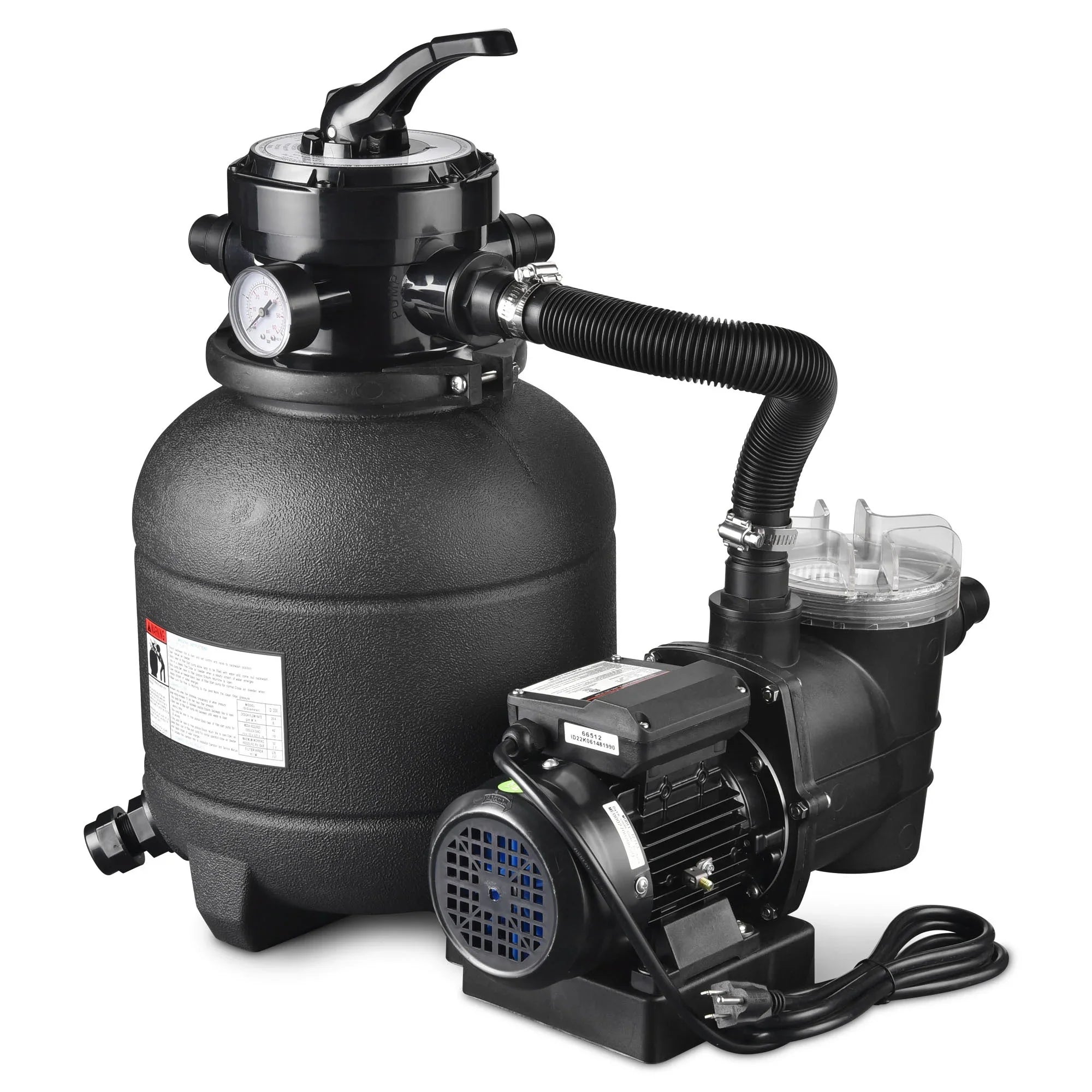 2640GPH Sand Above Strainer Filter Ground w/ Valve Yescom 12" 3/4HP 4-Way Pool for Pump