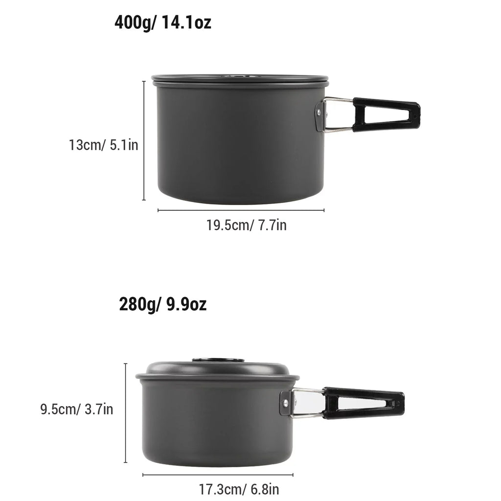 Mess Camping Yabuy Hiking with Non-Stick for Backpacking Set Pot Pan Camping Cookware Kettle and Kit