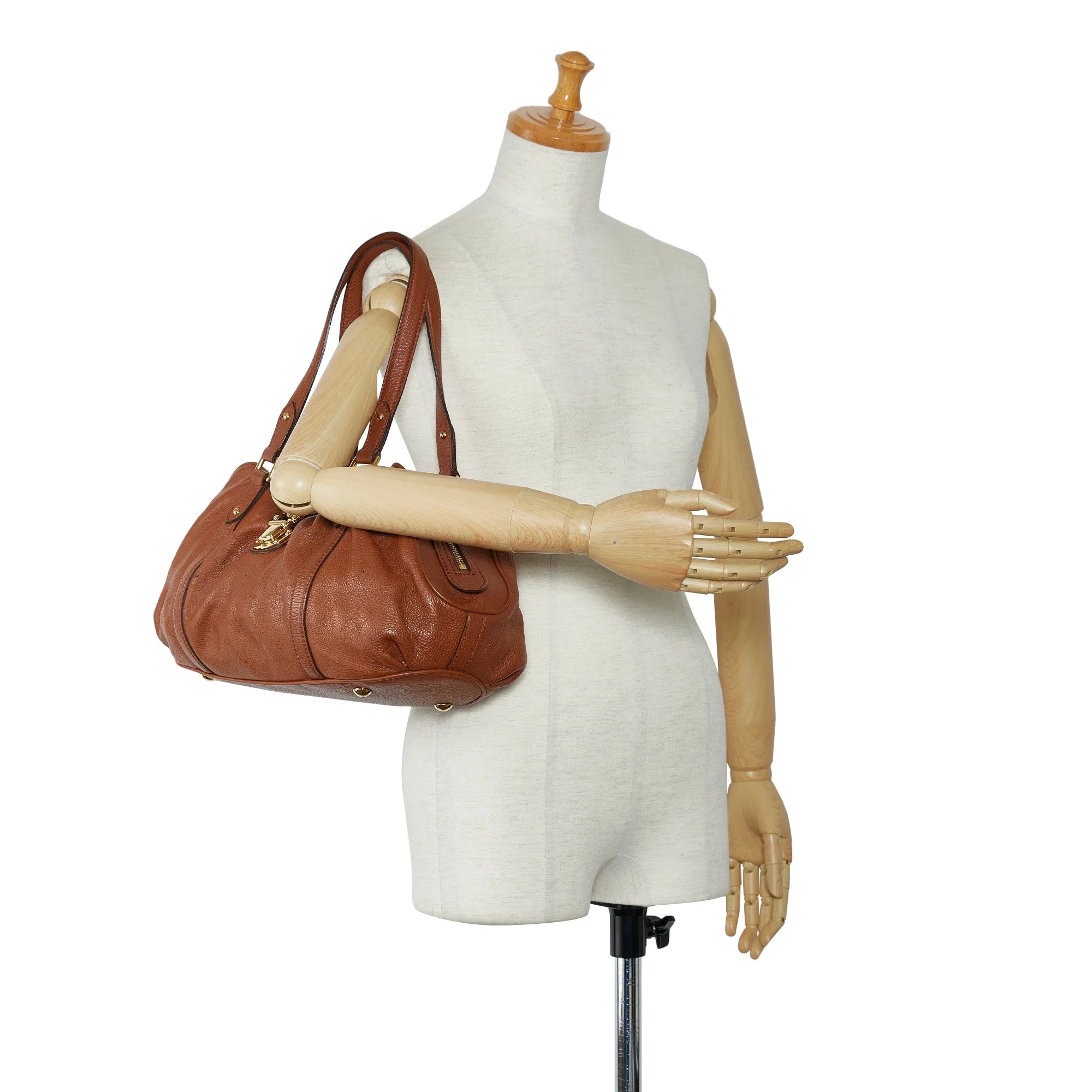 Lunar Bag Shoulder PM Pre-Owned Brown Mahina Monogram Leather (Good) Authenticated Calf Unisex