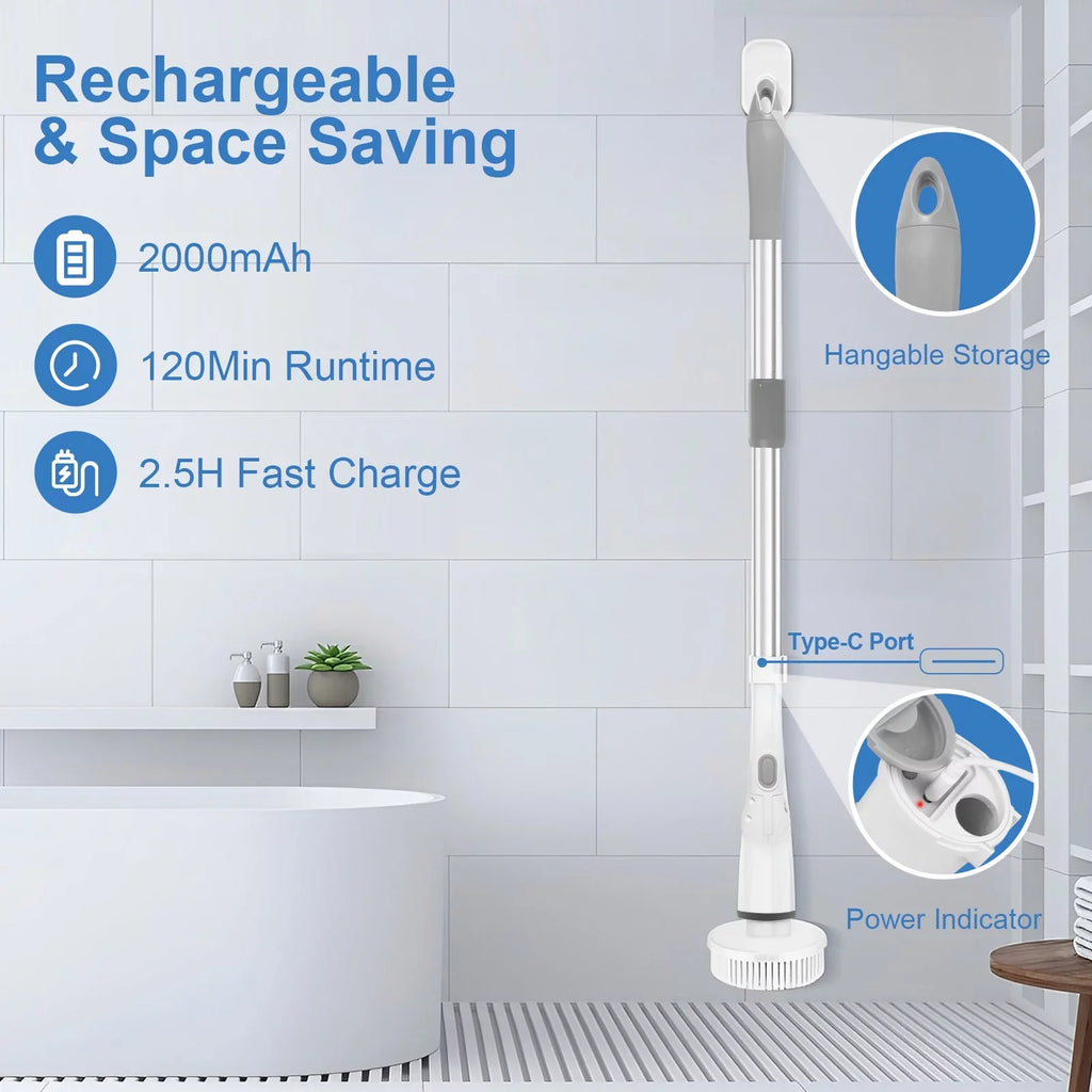 Scrubber Cleaning 6 Tile, Bathtub, Cleaning Electric Spin Brush, Replaceable for Floor Bathroom Scrubber, Heads Cordless Fixdono