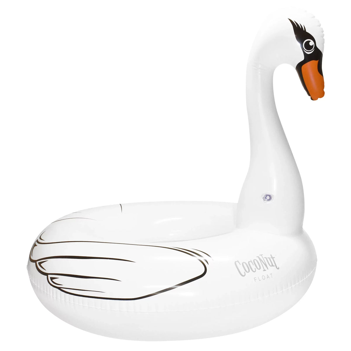 Jumbo Durable, Pool liquid Float: Raft, Party 48"x43" - Majestic CocoNut Swan Inflatable, Ring Round White Anti-Leak,
