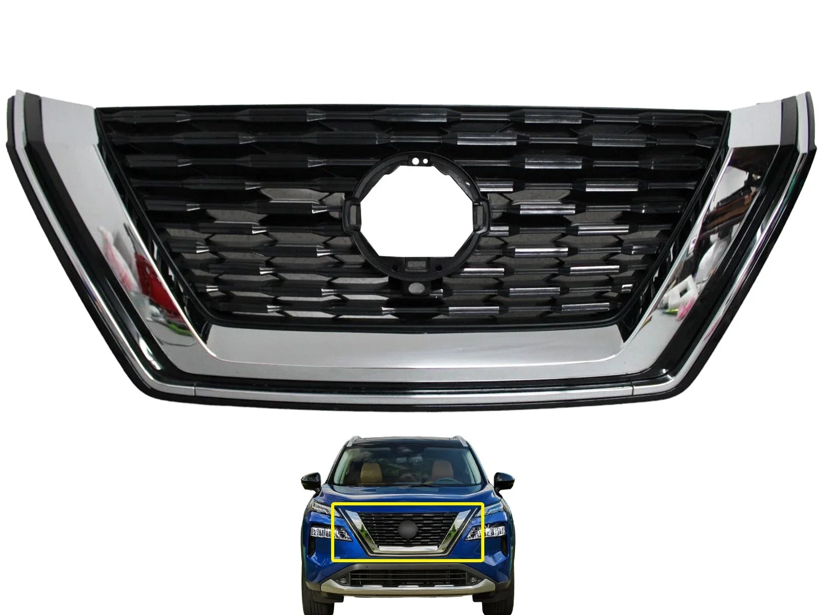 With Bumper Option Upper Chrome Rogue 2022 With 2021 Camera 2023 Grille Front Compatible