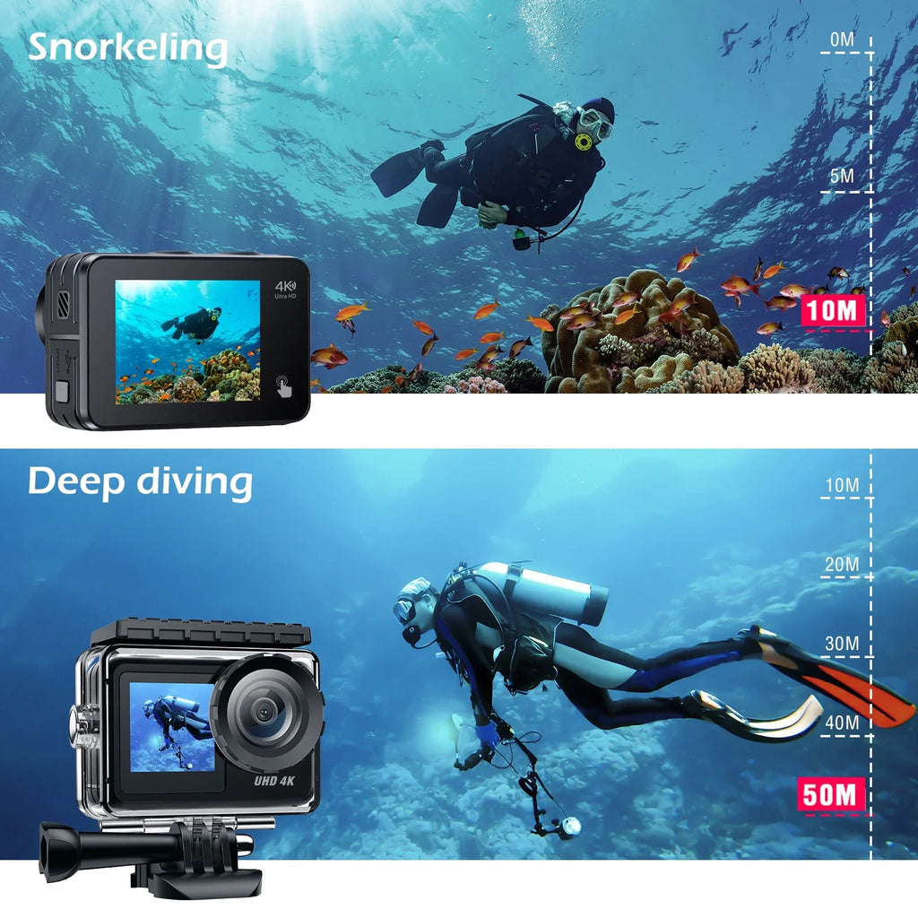 Camera Sports Underwater 20MP Camera Waterproof WiFi Accessories Campark Screen Camera 4K Touch Action Vlog GoPro Kits Camera 30FPS Compatible