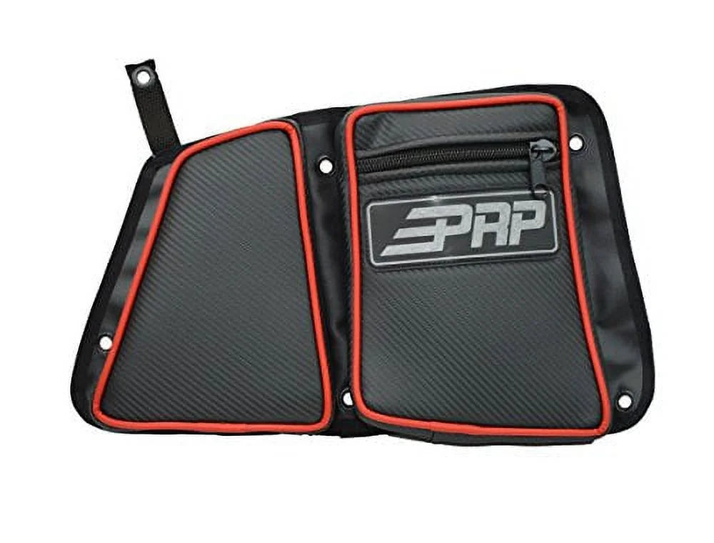 Door Storage Bag PRP Knee Carbon with Rear E41-214 Fiber Red Pad, Seats Side