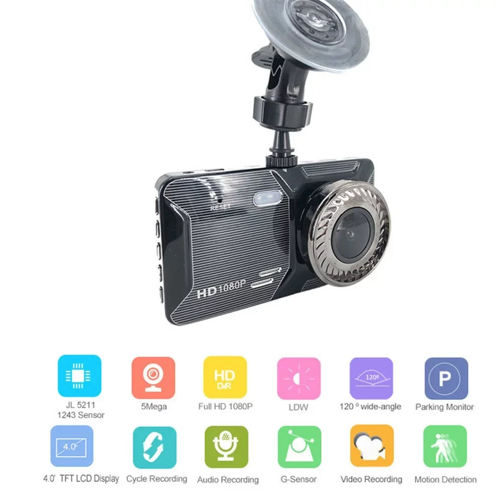 1080P Car Dash Recorder Rear Cam G-Sensor 4\\\" Touch Front Dual Camera DVR Screen