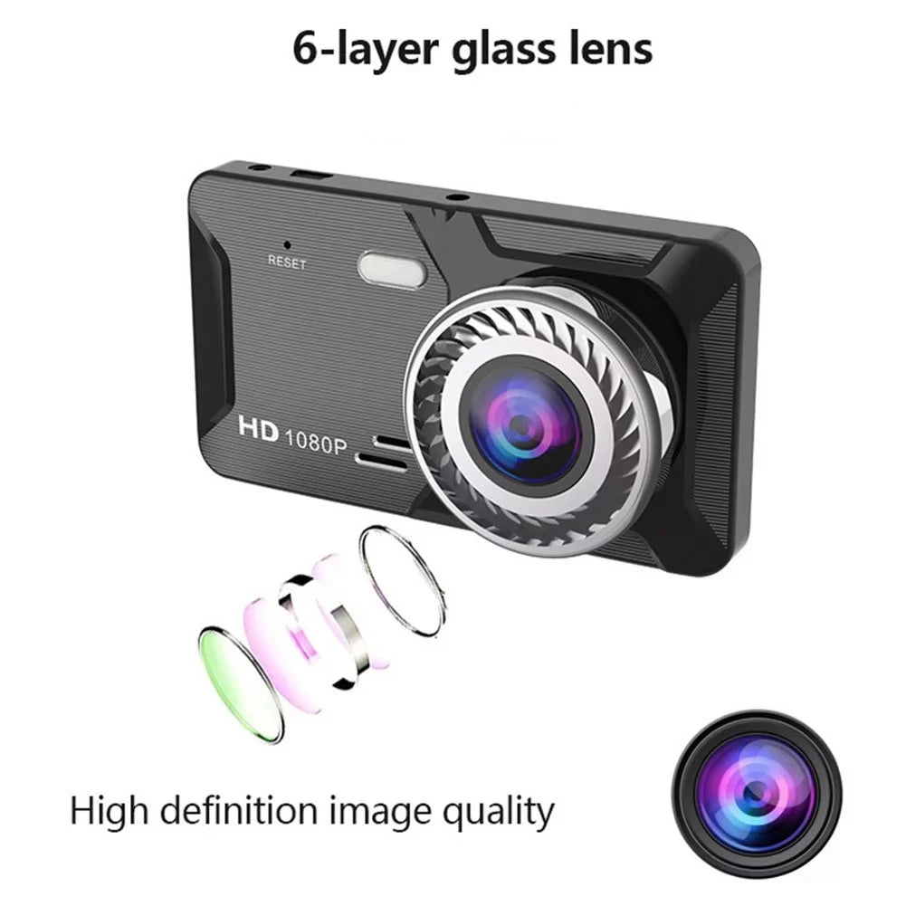 1080P Car Dash Recorder Rear Cam G-Sensor 4\\\" Touch Front Dual Camera DVR Screen