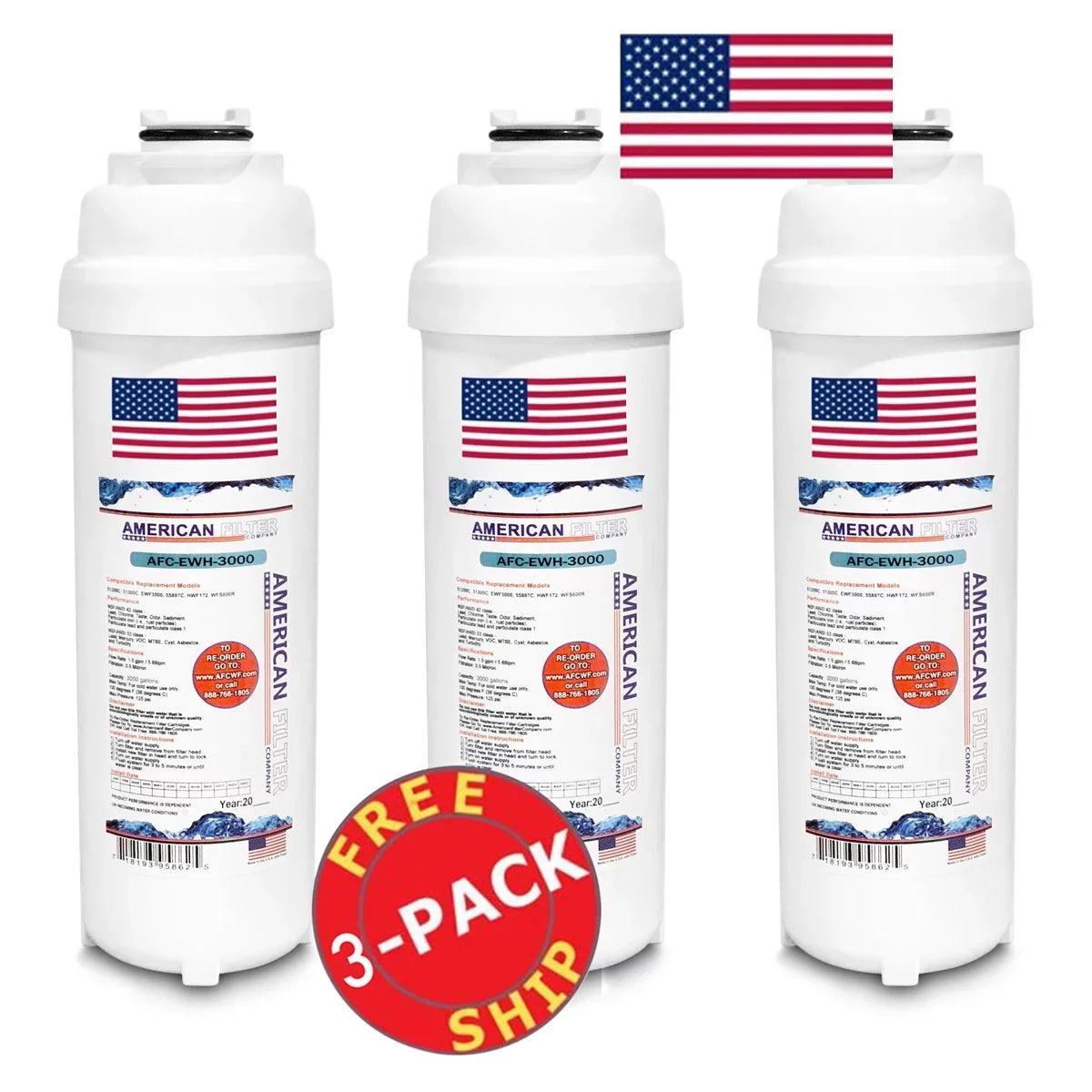 3 - AFC-EWH-3000 U.S.A. - Model , with Filter Filters Brand in AFC Compatible liquid Made LZSTL8WSLP # , ,