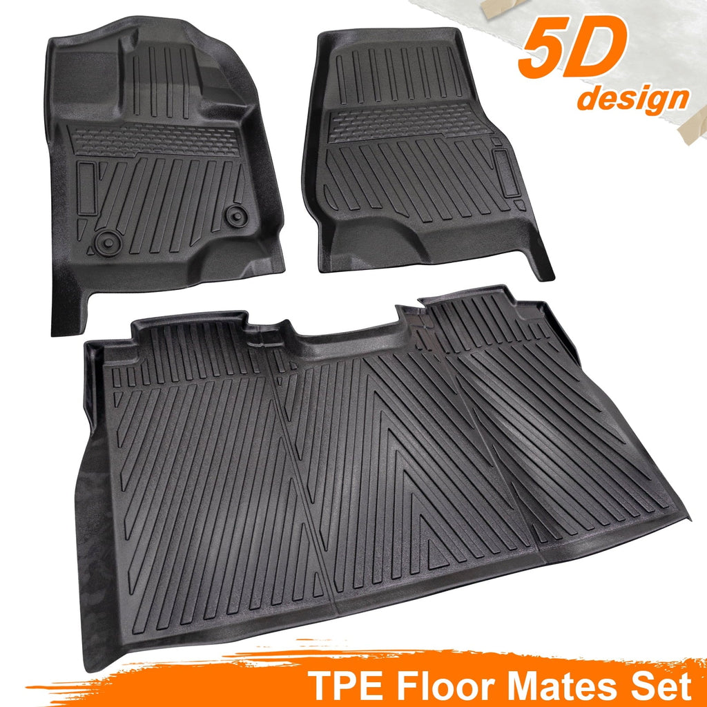 Floor For & 2015-2024 & SuperCrew Floor Seats All-climate Cab,Custom Super Mats 2nd For W/O F150 TPE 2015-2024 F150 Seat,Only 3PCS Crew&Bucket & Rear F-150 1st Storage Mats Front Row