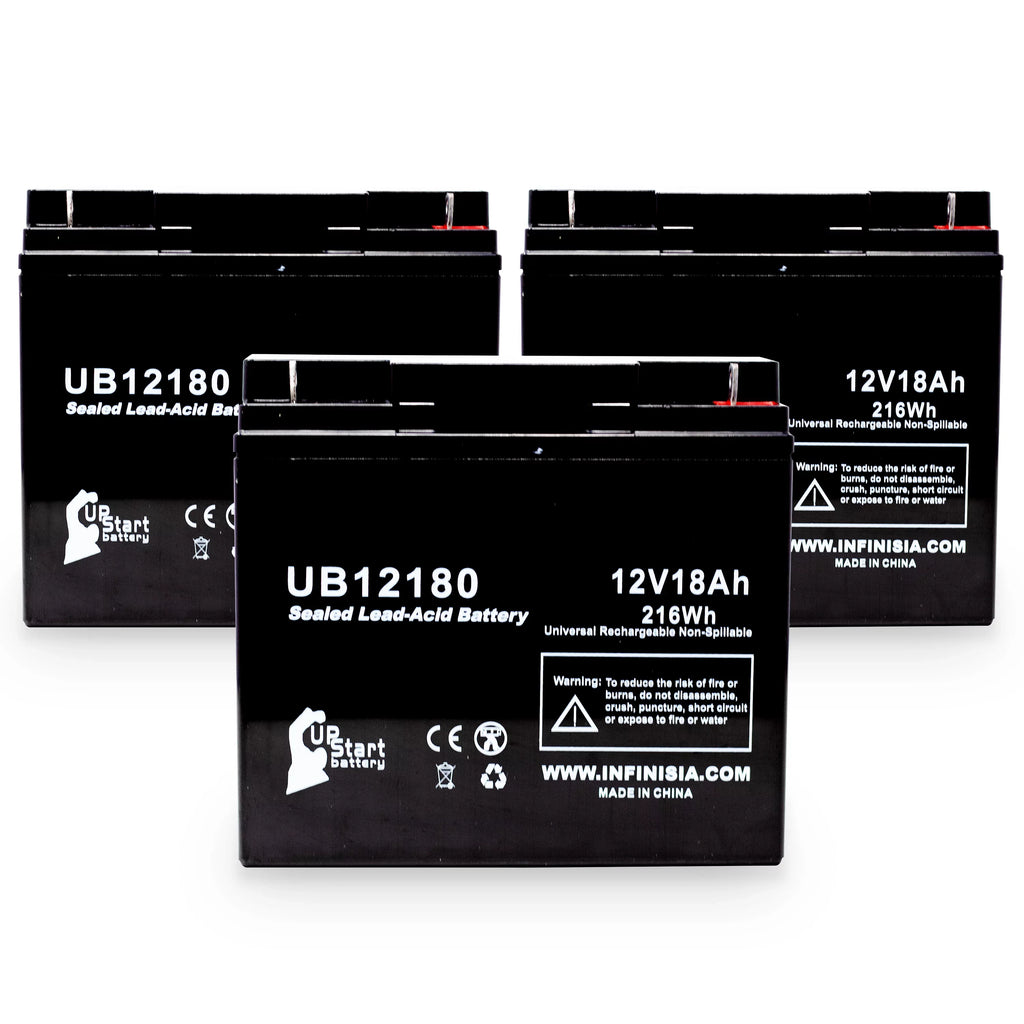 BATTERY AMERICA Acid Replacement Battery AGM, Universal - - Sealed Battery T4 SLA) (12V, Pack GP12170B1 Compatible Lead OF CSB UB12180 18000mAh, 18Ah, 3x Terminal,