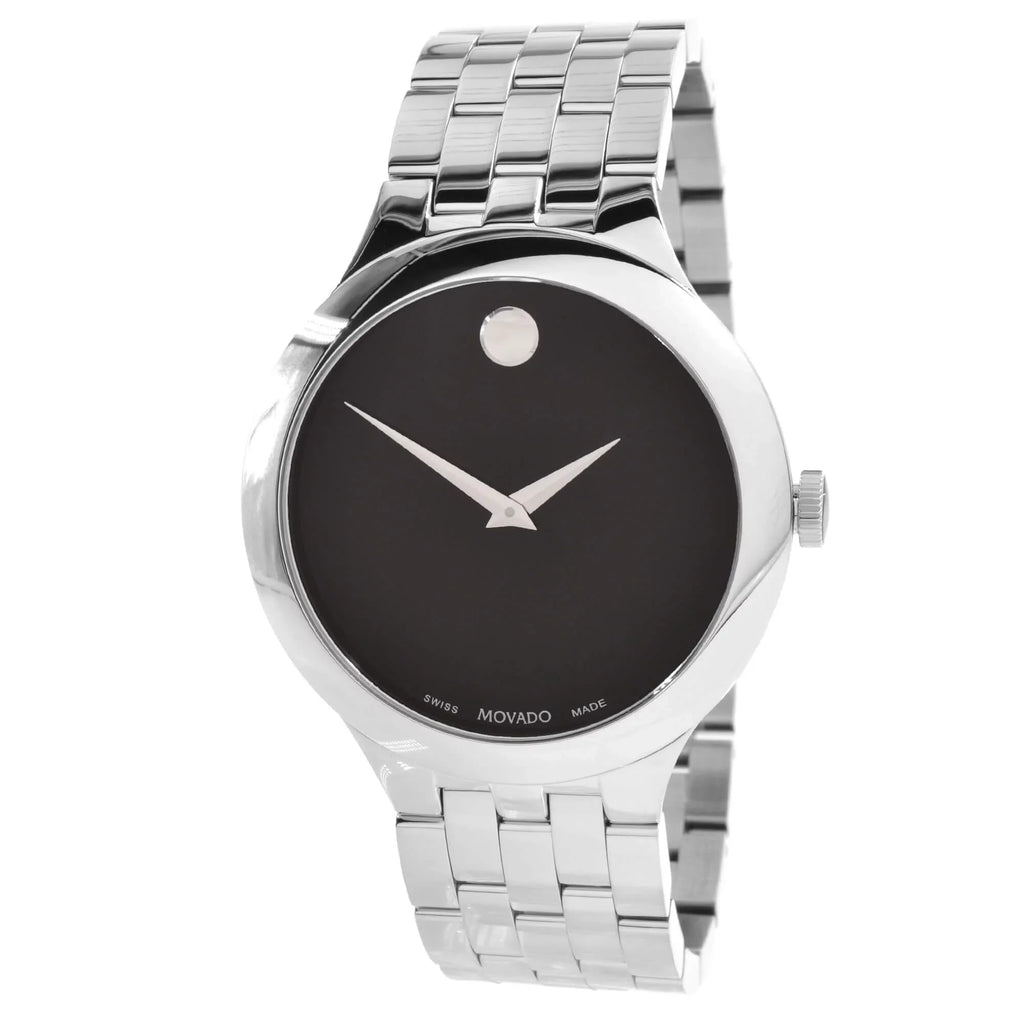 Silver Unisex Movado 0607415 Black Tone Veturi Dial Watch Case