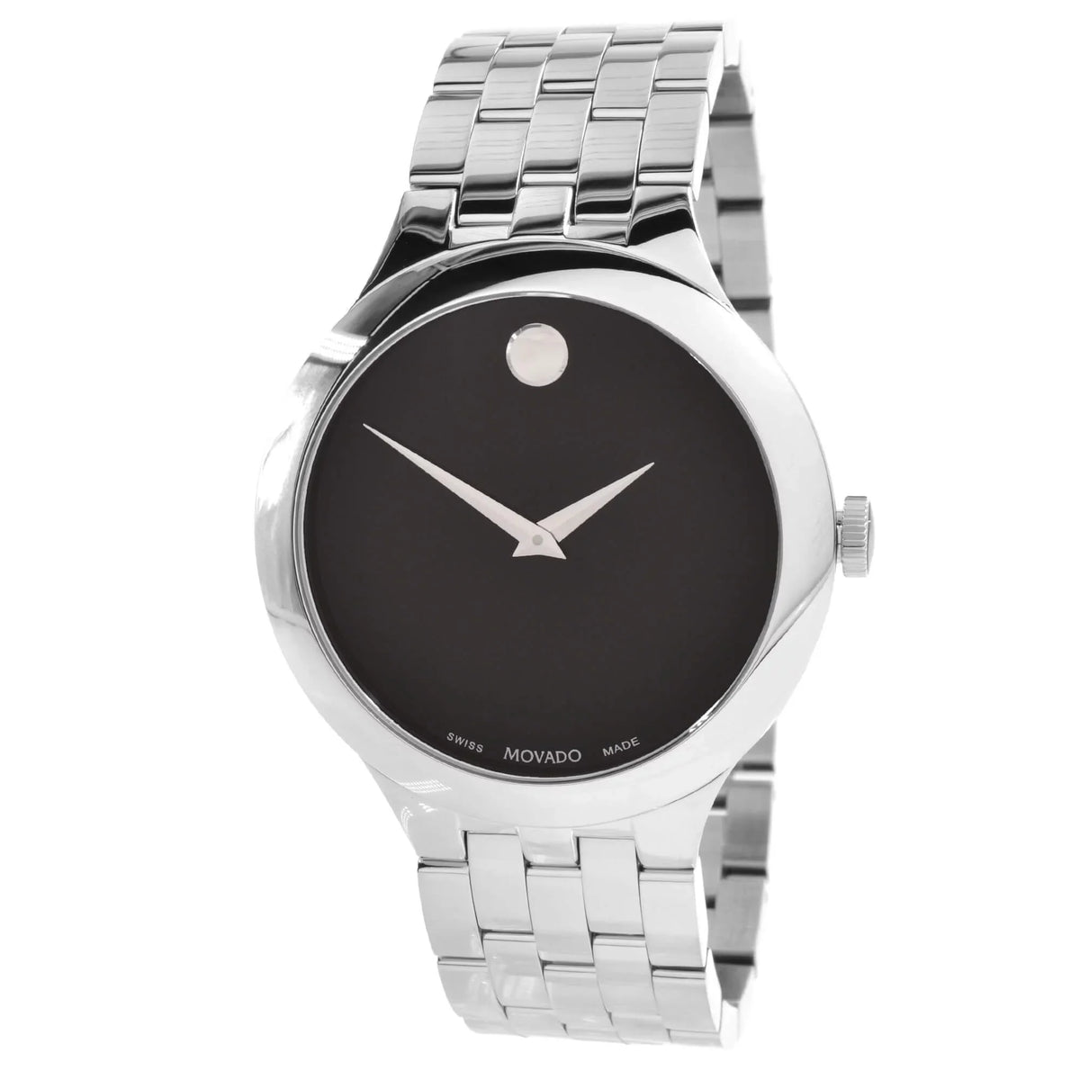 Silver Unisex Movado 0607415 Black Tone Veturi Dial Watch Case
