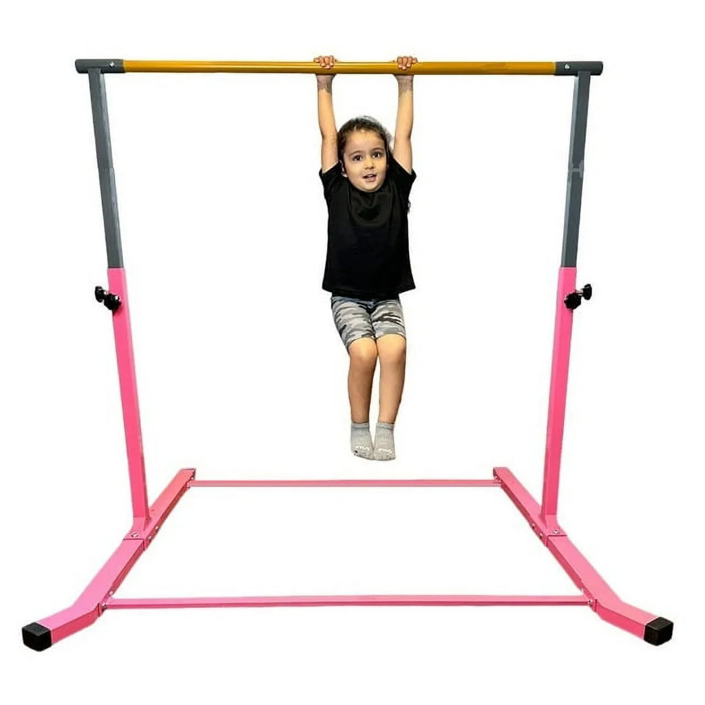 Kip Home Strong Legs, Curved FT, 5 Gymnastic Durable Pink Bar, Junior Star-TD Kids, Adjustable Equipment, for 3-5 Expandable Horizontal Gymnastics, Heavy and Height Training Duty Bar