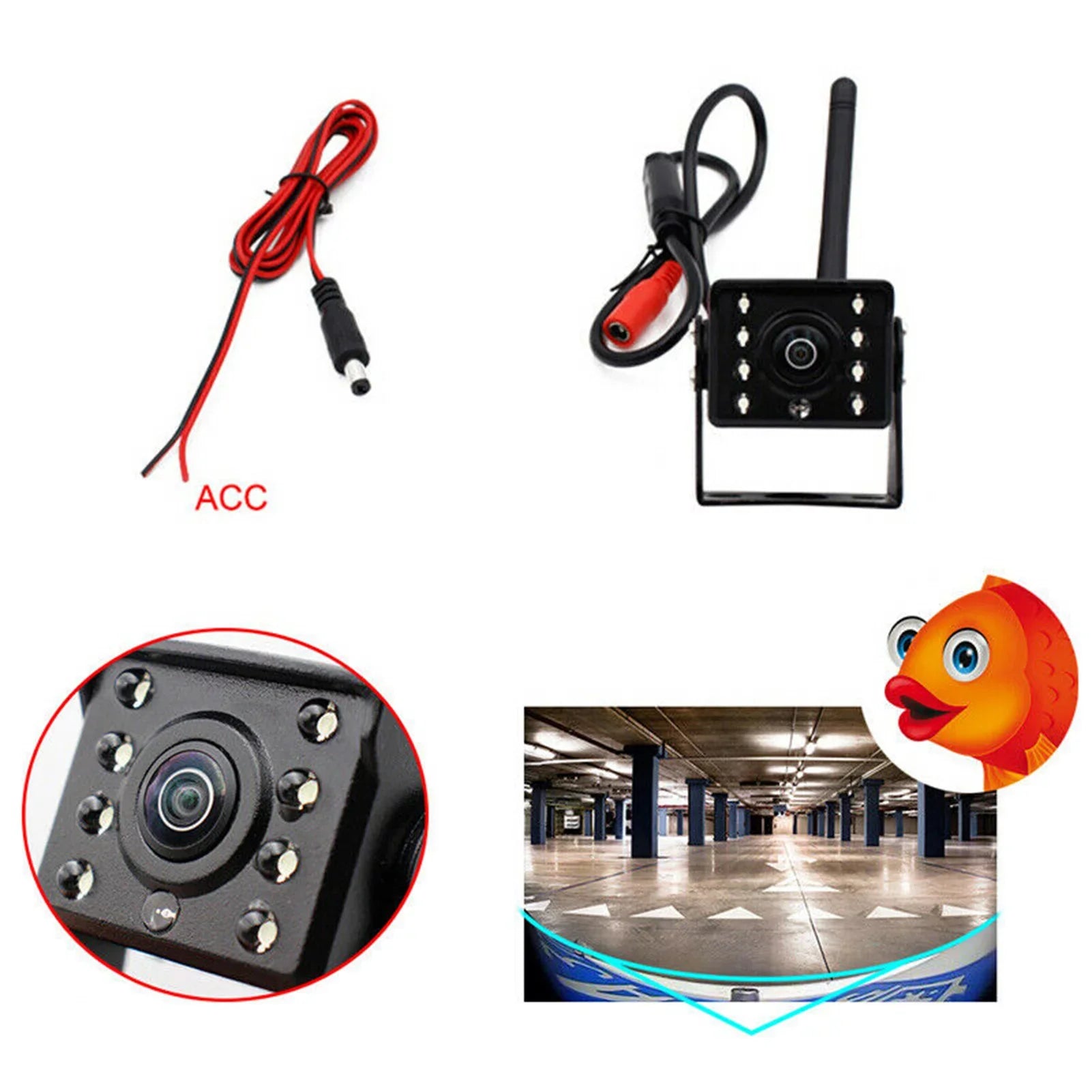 ~36V Rear View LED Camera, Htovila Night Wireless Waterproof Monitor Automobile Reverse IP67 Bus Backup HD Vision Truck Camera Reversing Car Wireless WiFi