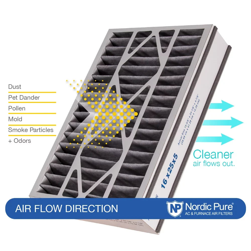 16x25x5 Plus Carbon 7/8) MERV Replacement (4 Pack 10 Filter 2 AC Bear Air