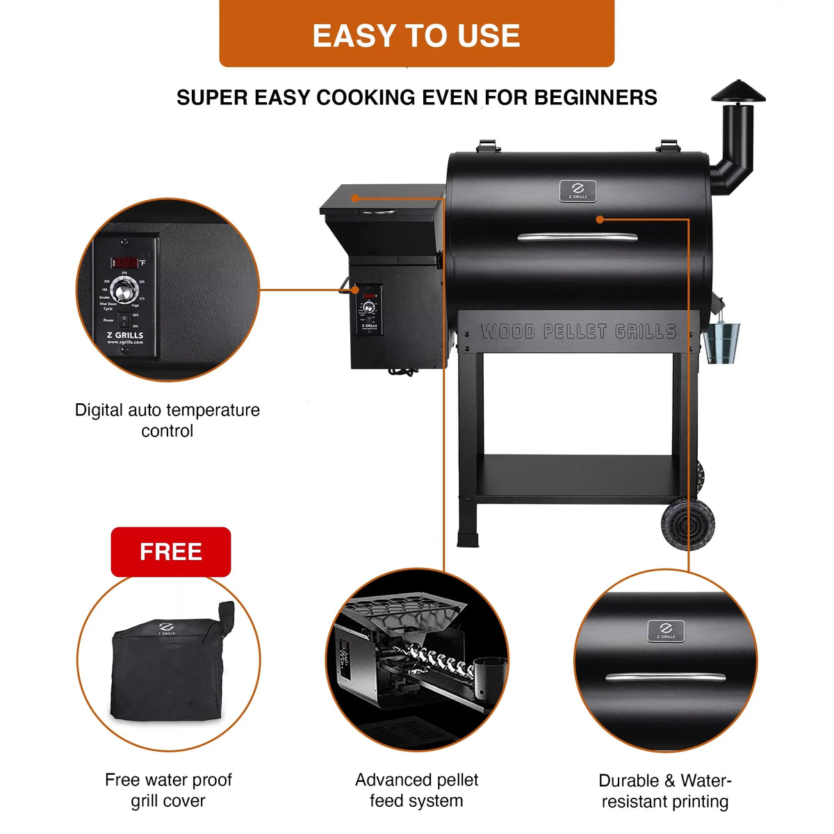 sq. 8-in-1 Z 694 Grill GRILLS & Black Smoker Wood Pellet in. ZPG-7002B BBQ