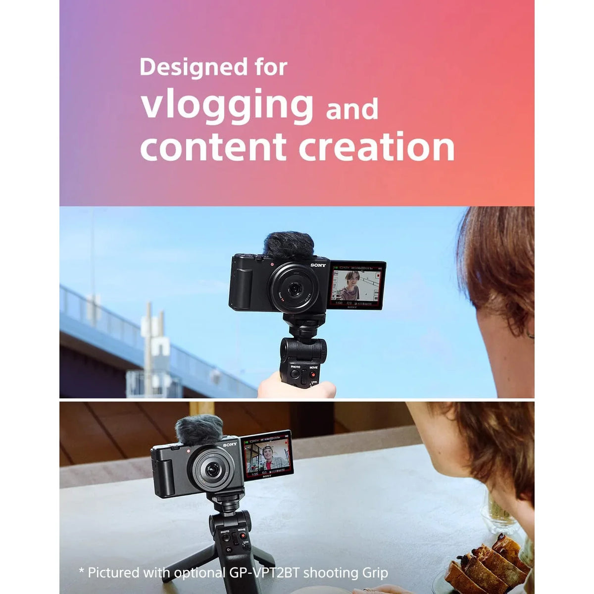 with White ZV-1F & Camera 4K Content Vloggers Vlog Creators Bundle ZV-1F/W 20.1MP for Video and