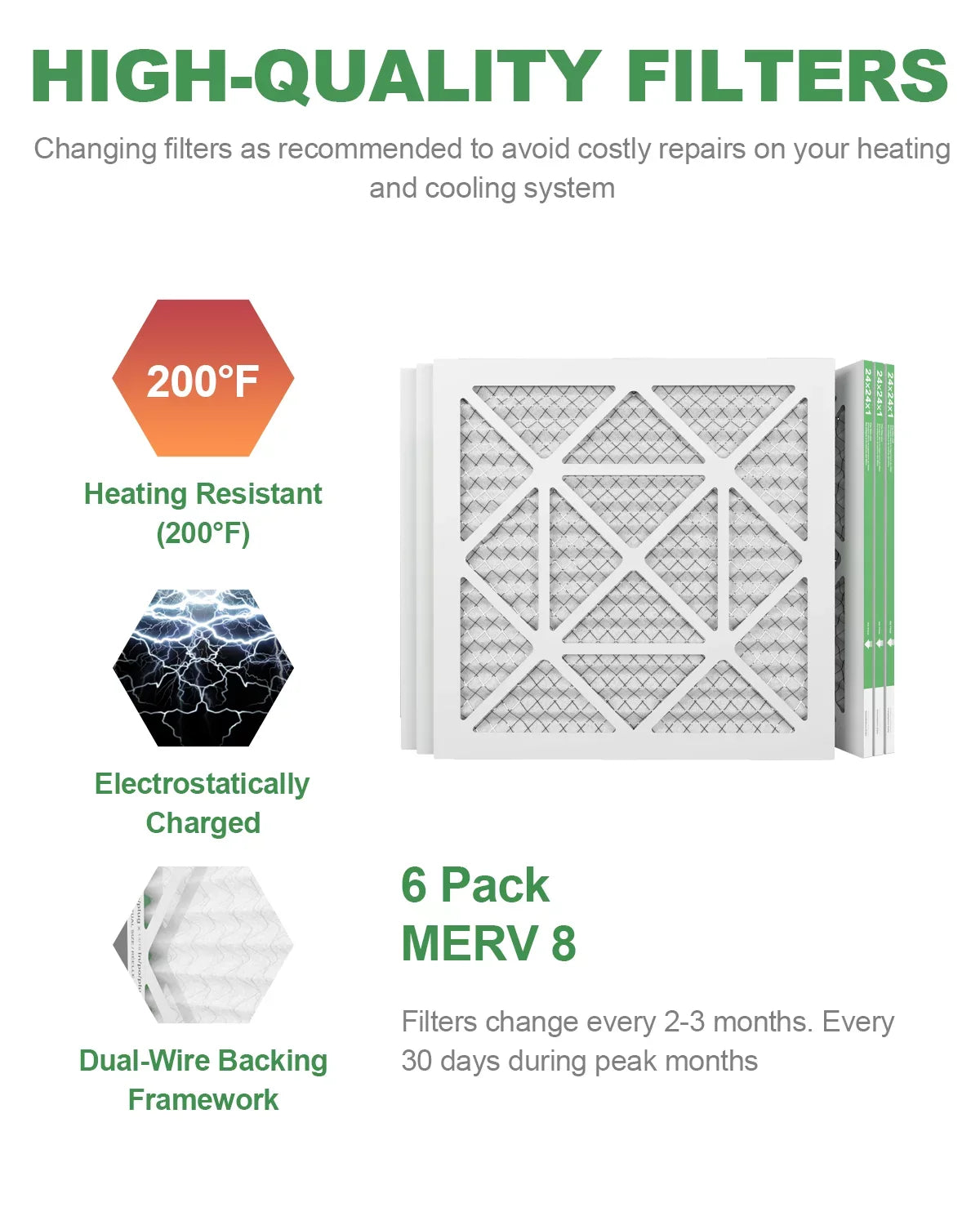 Filters 24x24x1 8 Home Furnace TRIGHTFILTERS Pleated HVAC AC 6 Filter MERV Air Pack