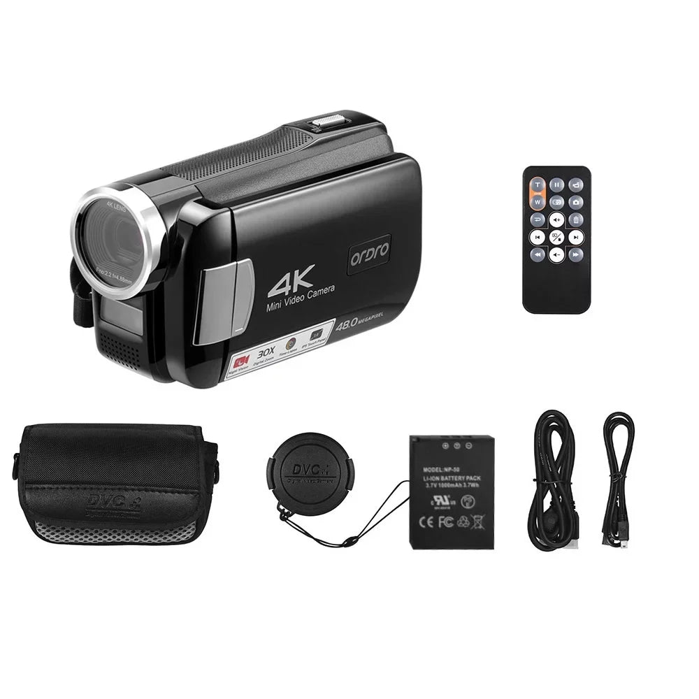 with Video Camcorder Touchscreen IPS IR Night ORDRO AC2 Digital Filmmaking Vlogging 30X Vision 48MP Camera 4K for Zoom