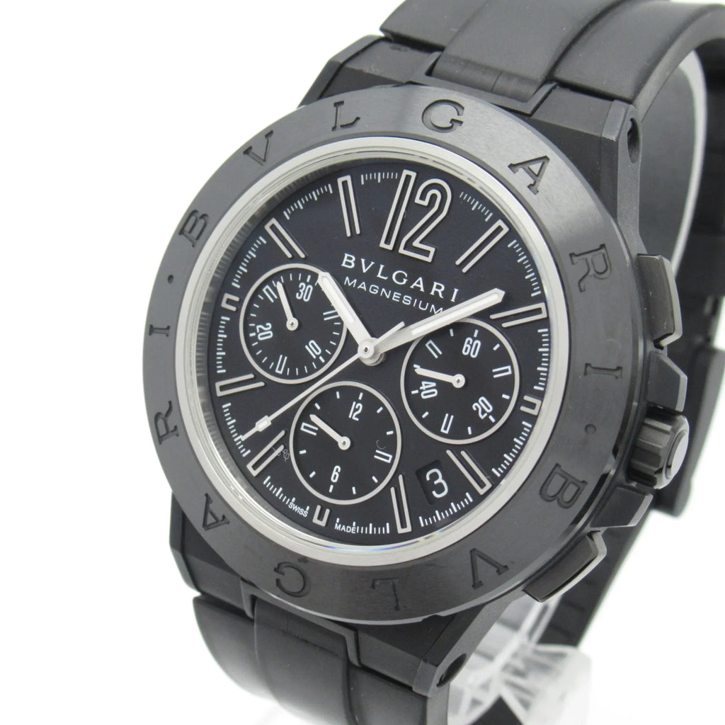 Black DG42SMCCH watch Magnesium (Good) Watch Pre-Owned belt Chrono BVLGARI Mechanical Wrist Rubber Watch Diagono Automatic Wrist DG42SMCCH mag