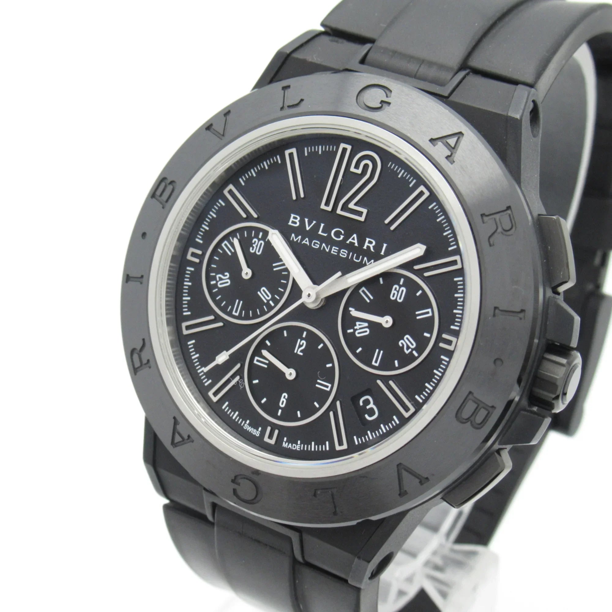 Black DG42SMCCH watch Magnesium (Good) Watch Pre-Owned belt Chrono BVLGARI Mechanical Wrist Rubber Watch Diagono Automatic Wrist DG42SMCCH mag