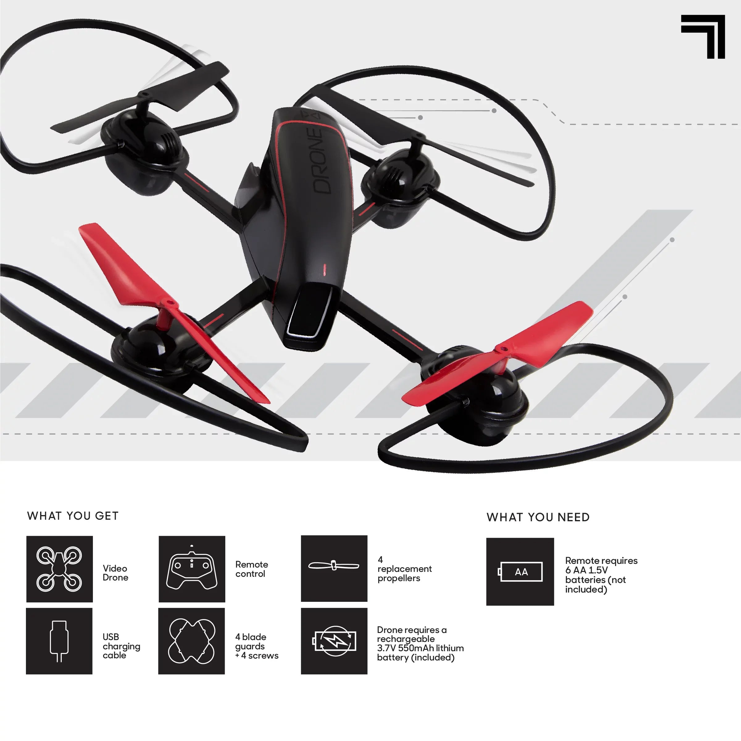 Wireless Assisted Remote 2.4GHz RC Controlled Landing, Quadcopter Mach with Stream Rechargeable with Drone IMAGE 10inch SHARPER and Camera,