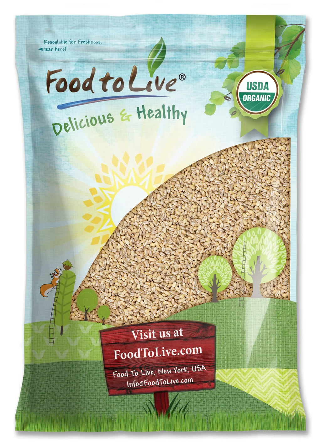 Non-GMO, Food Live Organic Pounds Pearl — by 15 Barley, to — Vegan Raw, Kosher,