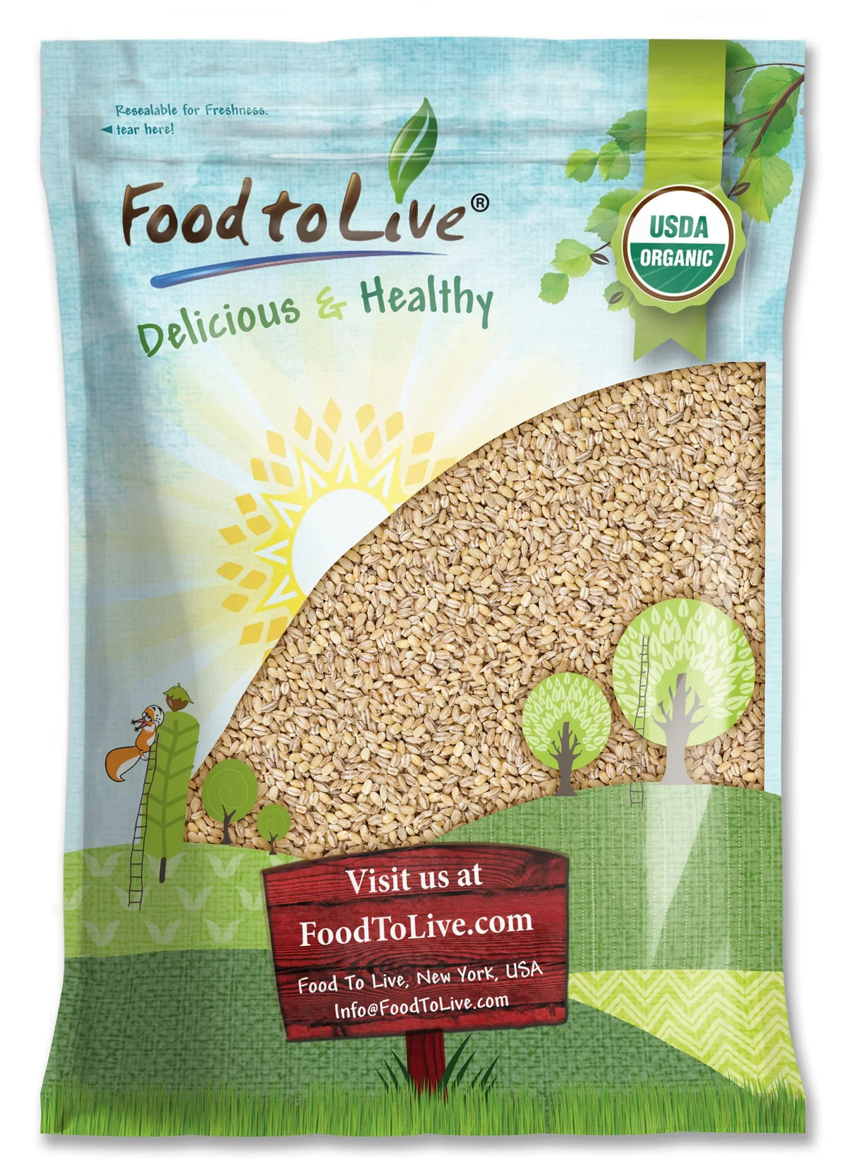 Non-GMO, Food Live Organic Pounds Pearl — by 15 Barley, to — Vegan Raw, Kosher,