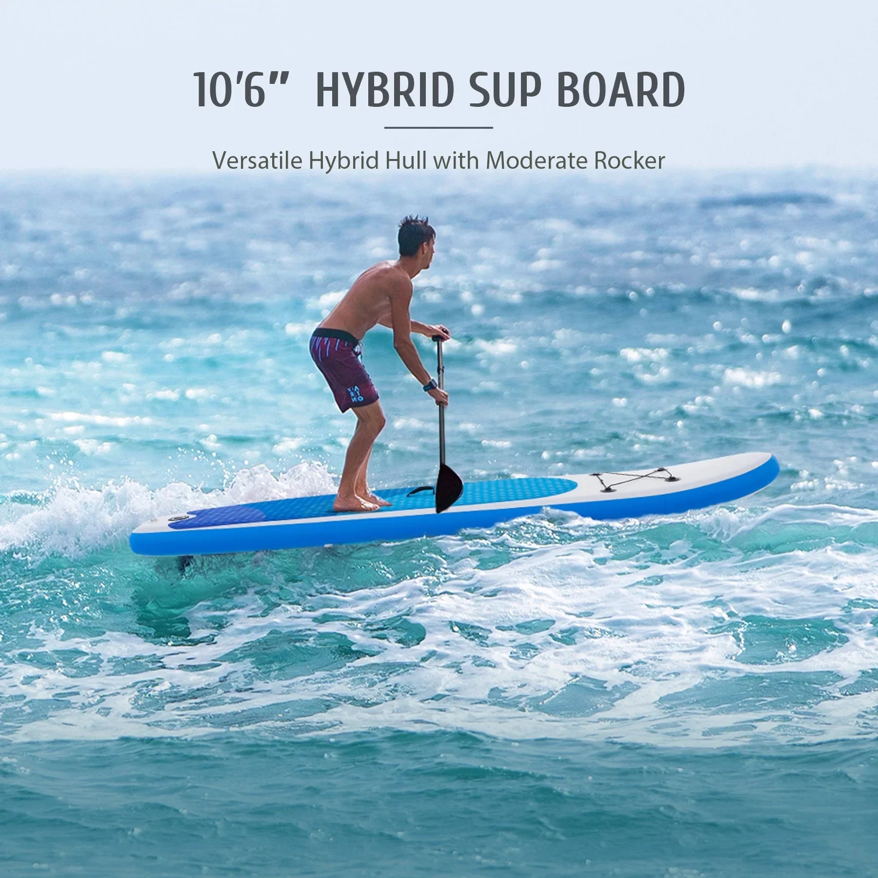 w Set, Paddle Board Board Accessory Inflatable SUP Blue for Hybrid 10'6" Preenex Adults