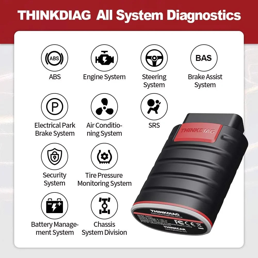 Diagnostic OBD2 Car ThinkDiag Reader Bluetooth Code Scanner Bluetooth, thinkcar