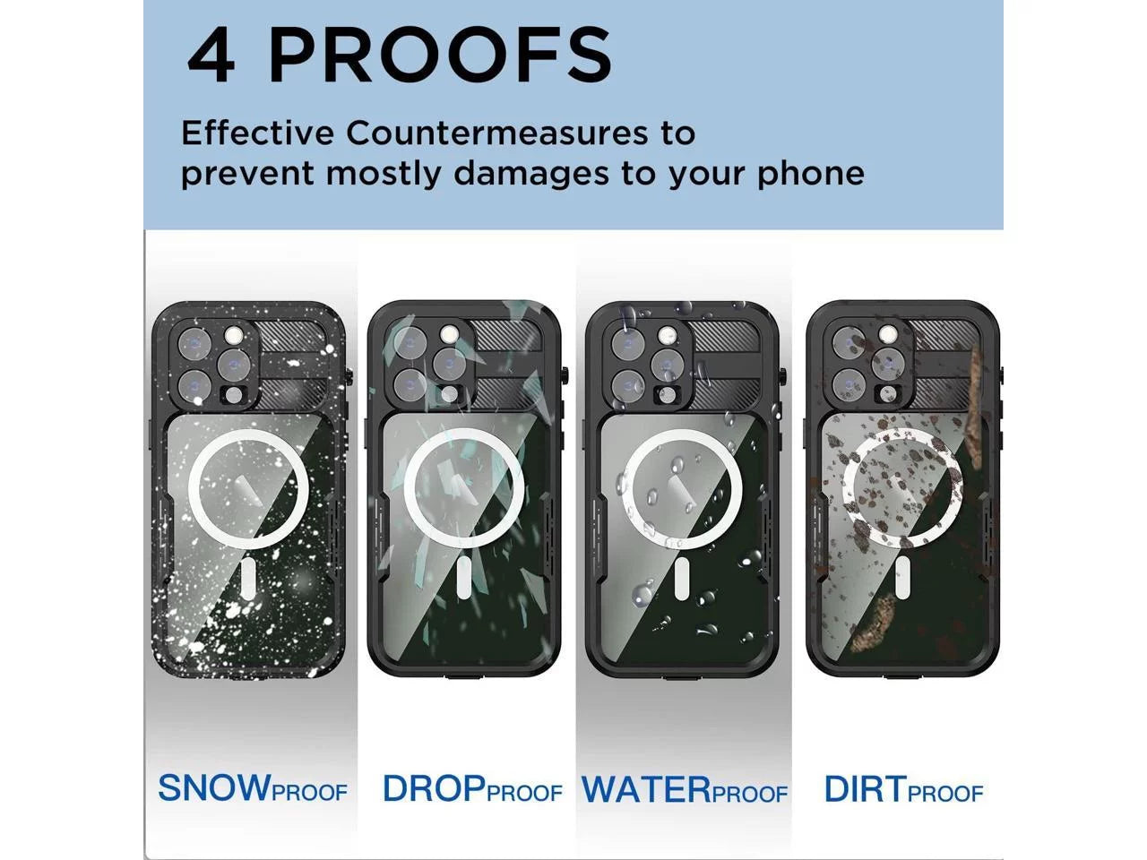 Pro inch, Waterproof Shockproof Case Snowproof, Underwater Protection iPhone 14 for MagSafe 6.7 Cover Full with Sealed Compatible Body Max Fully