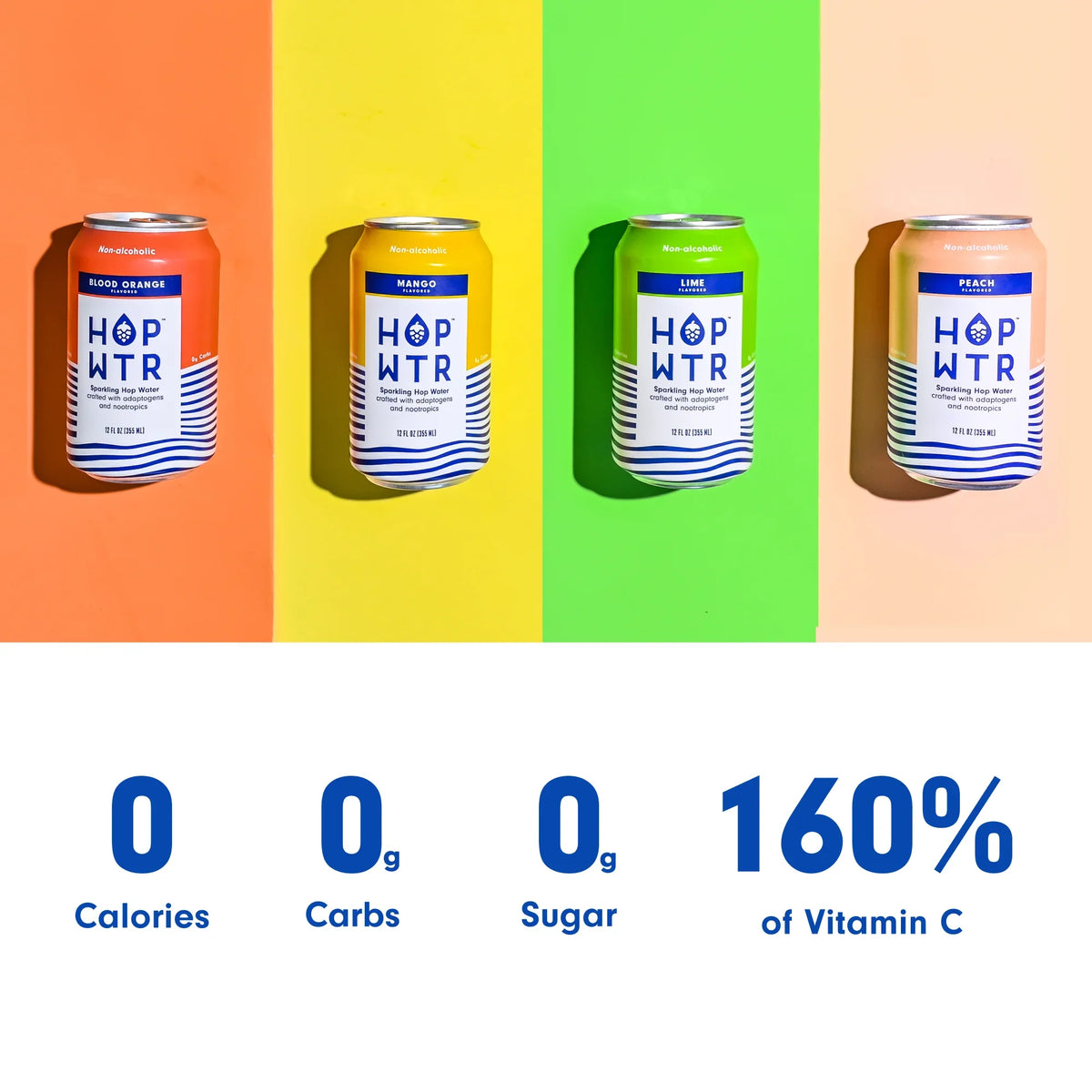 Benefits Cans) Sugar, oz - Adaptogens Beer, Added liquid Flavor No Low - - for or Carb, NA Hop Sparkling Pack and Calories (12 WTR Nootropics HOP (12 Pack) With
