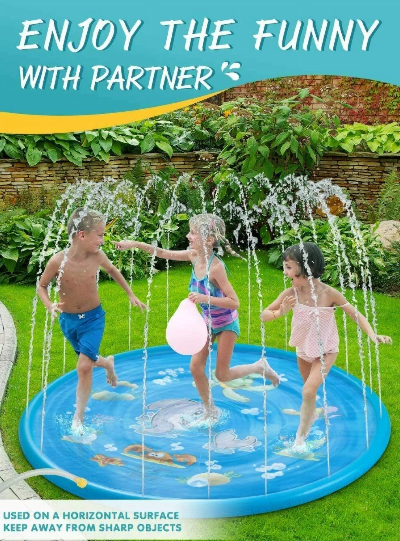 exterior Inflatable Summer 68" Mat Game Play Splash Sprinkler liquid Kids Pad