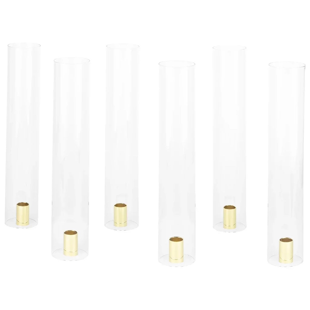 Hurricane Centerpieces, with for Wholesale Taper Holders 6 Weddings Koyal Minimalist Candle 14" Set Tall, of Glass
