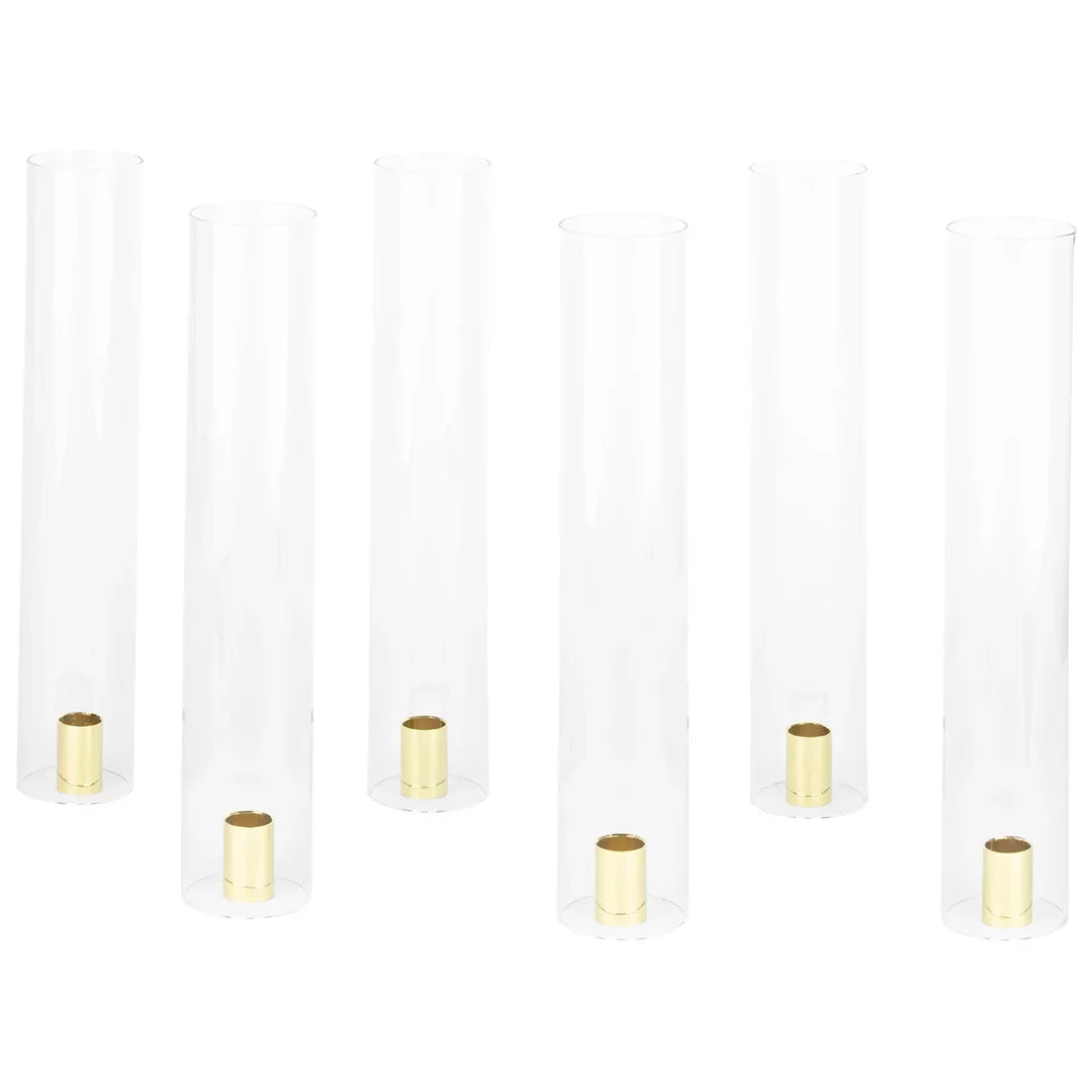 Hurricane Centerpieces, with for Wholesale Taper Holders 6 Weddings Koyal Minimalist Candle 14" Set Tall, of Glass