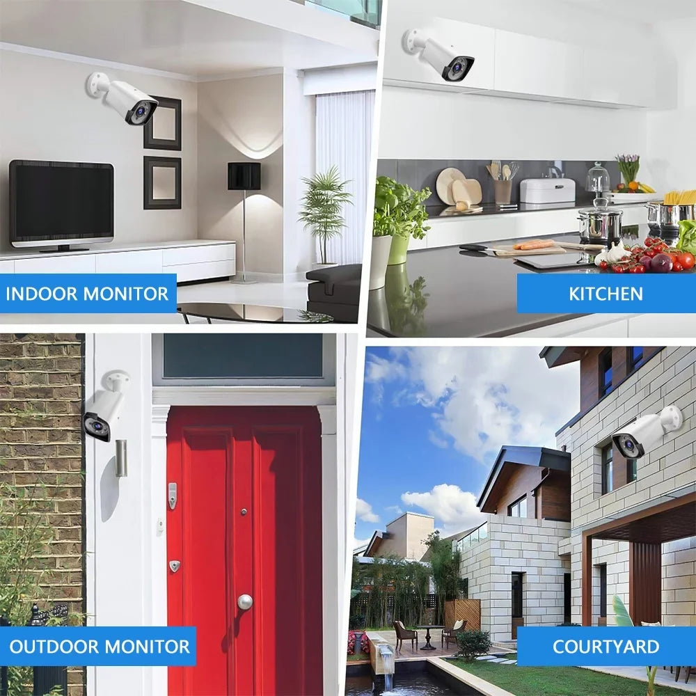 4pcs HD with Home Wireless Systems System Security 1080P Security 4CH Cameras Camera Full Wireless,DFITO