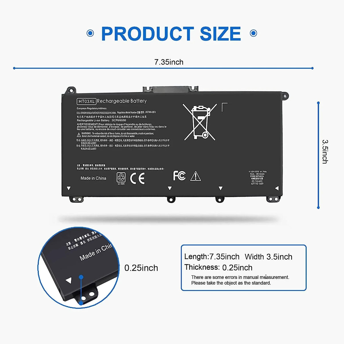 G7 240 14-CK0061ST Laptop y HT03XL for Pavilion 15-CS HP 41.7Wh L11119-855 245 14-CK 14-CE 14-DQ 14-CK0001LA