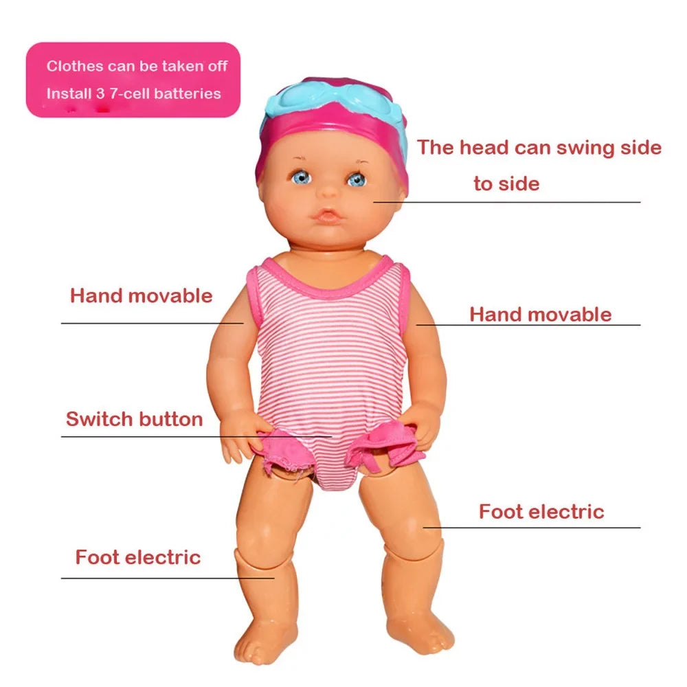 Swimming for Bathtub Electric Pool Toys Kids, Waterproof Sulobom Child, Toys, Pool Doll Bath,