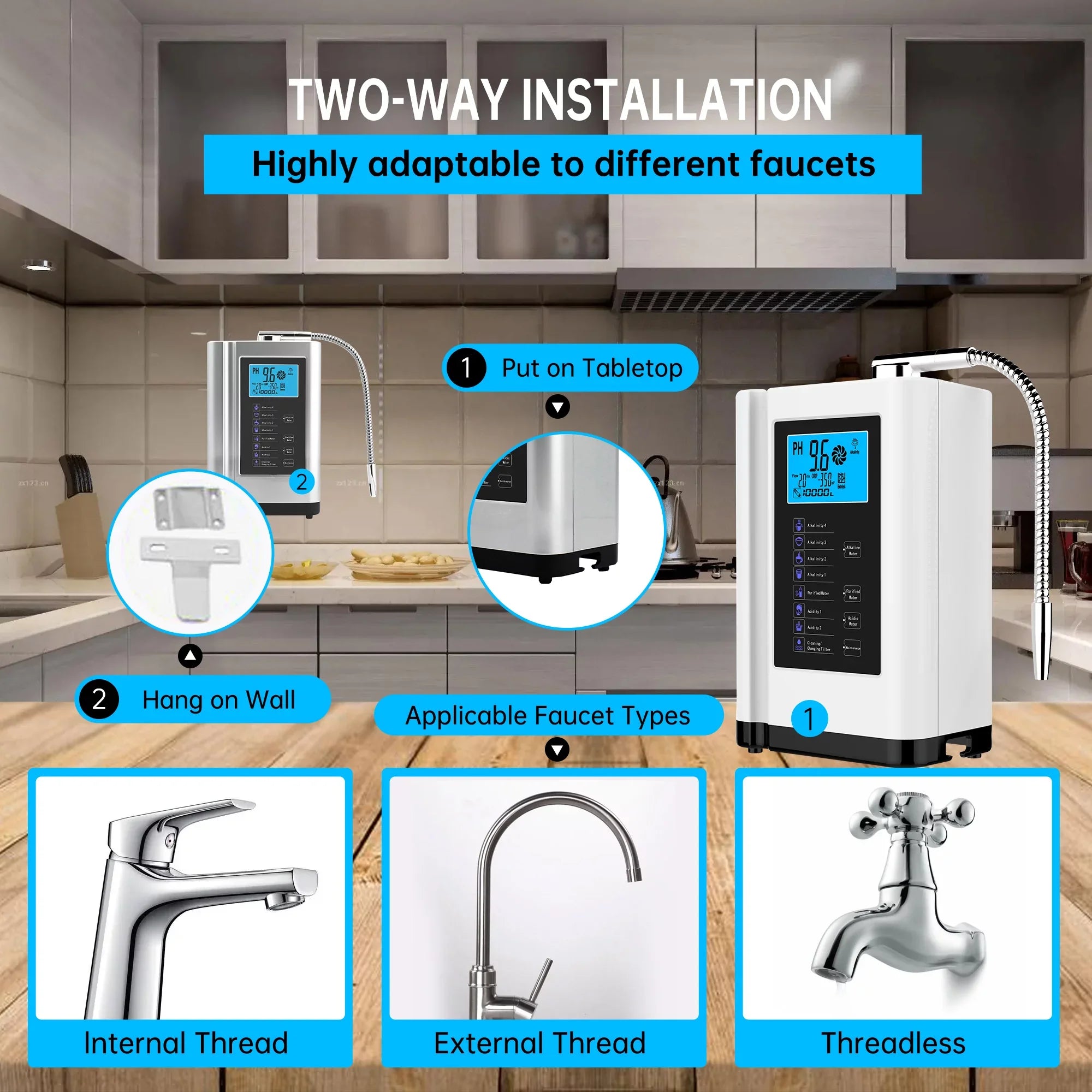 Auto-cleaning,Intelligent liquid PH White) up Voice liquid Settings, Machine per to Purifier ORP, Liters -500mV Alkaline filter,7 8000 liquid Ionizer, Machine, Alka Acid liquid 3.5-10.5