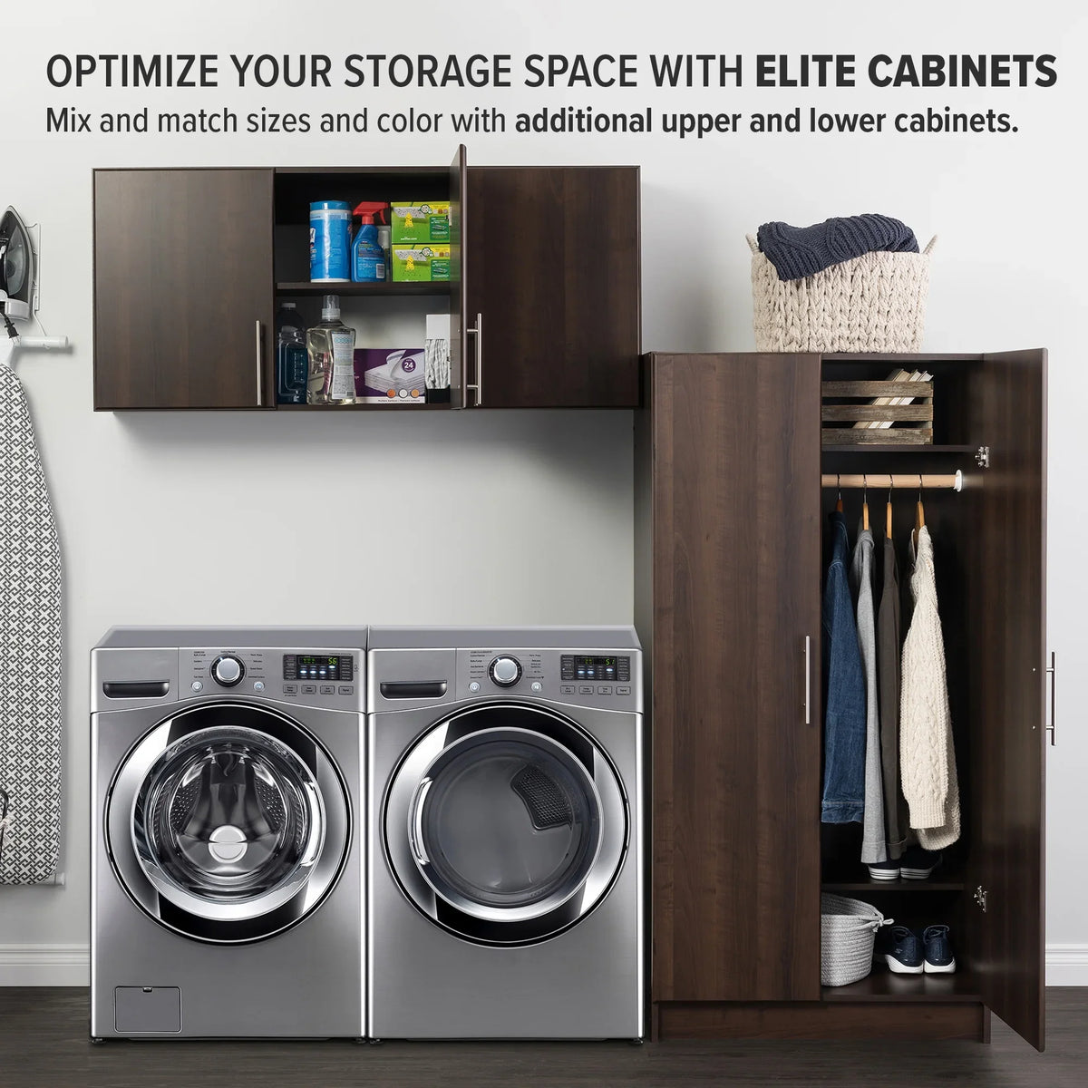 12"D, Prepac Cabinet Versatile Elite 3-Door, 24"H Prepac, Espresso x Tall by EEW-5424, Wall Cabinet, x Wall Garage 54"W Adjustable