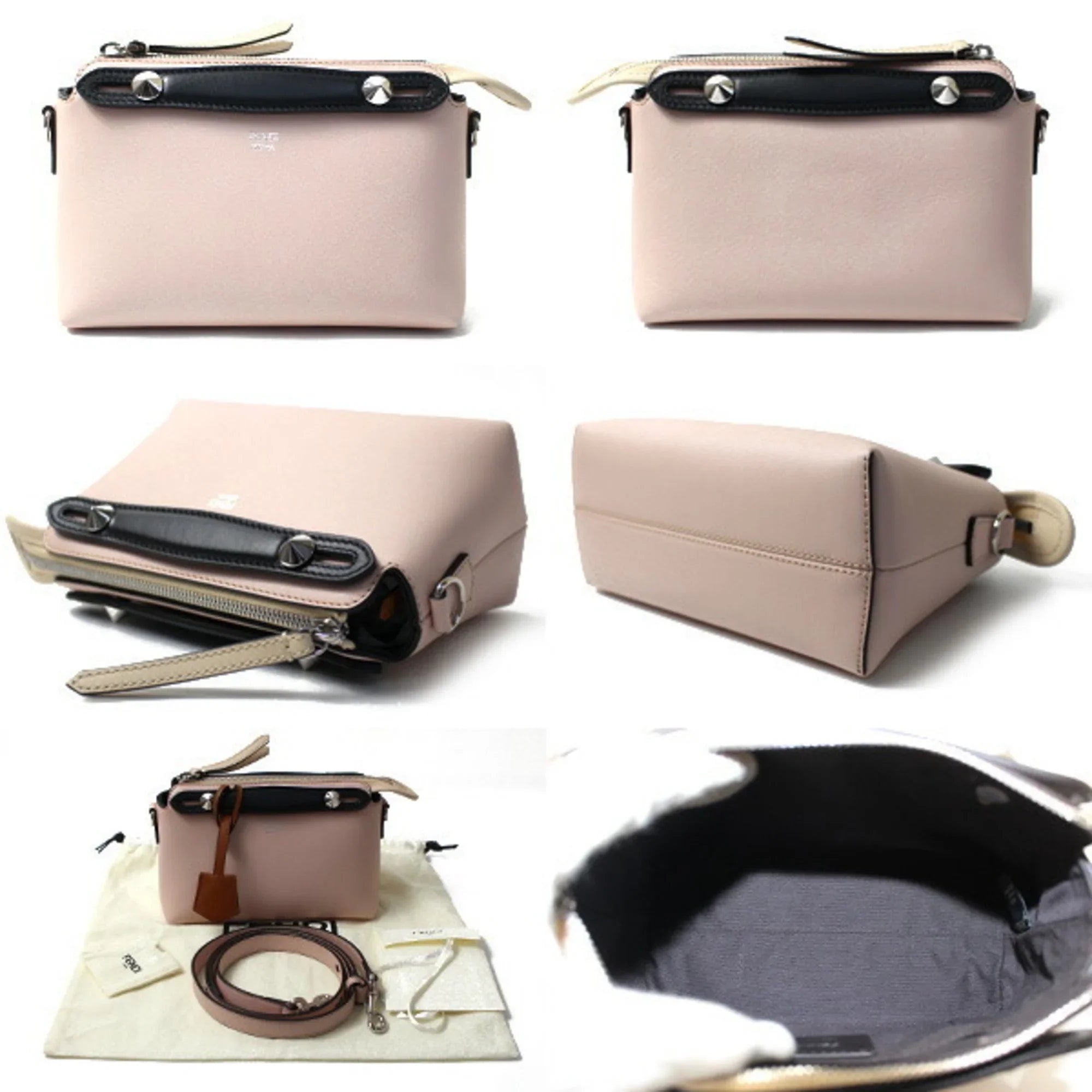 THE 5QJ Beige Bag FENDI 8BL145 (Good) Way 2Way Boston WAY Small the Shoulder Black BY Pink Pre-Owned Women's F1D5B Light By