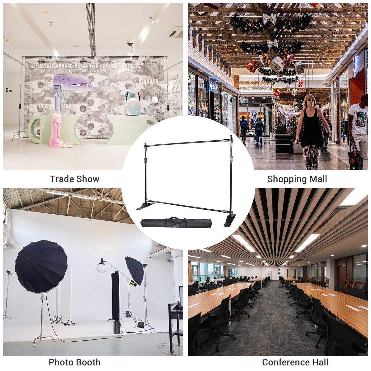 Show Banner Stand Expanding Adjustable and InstaHibit ft Display Step Backdrop 10x8 Repeat Stand Trade
