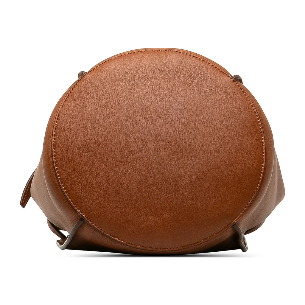 Authenticated Unisex Celine Leather Bag (Good) Calf Brown Bag Pre-Owned Bucket Bucket Big DrawstringBag