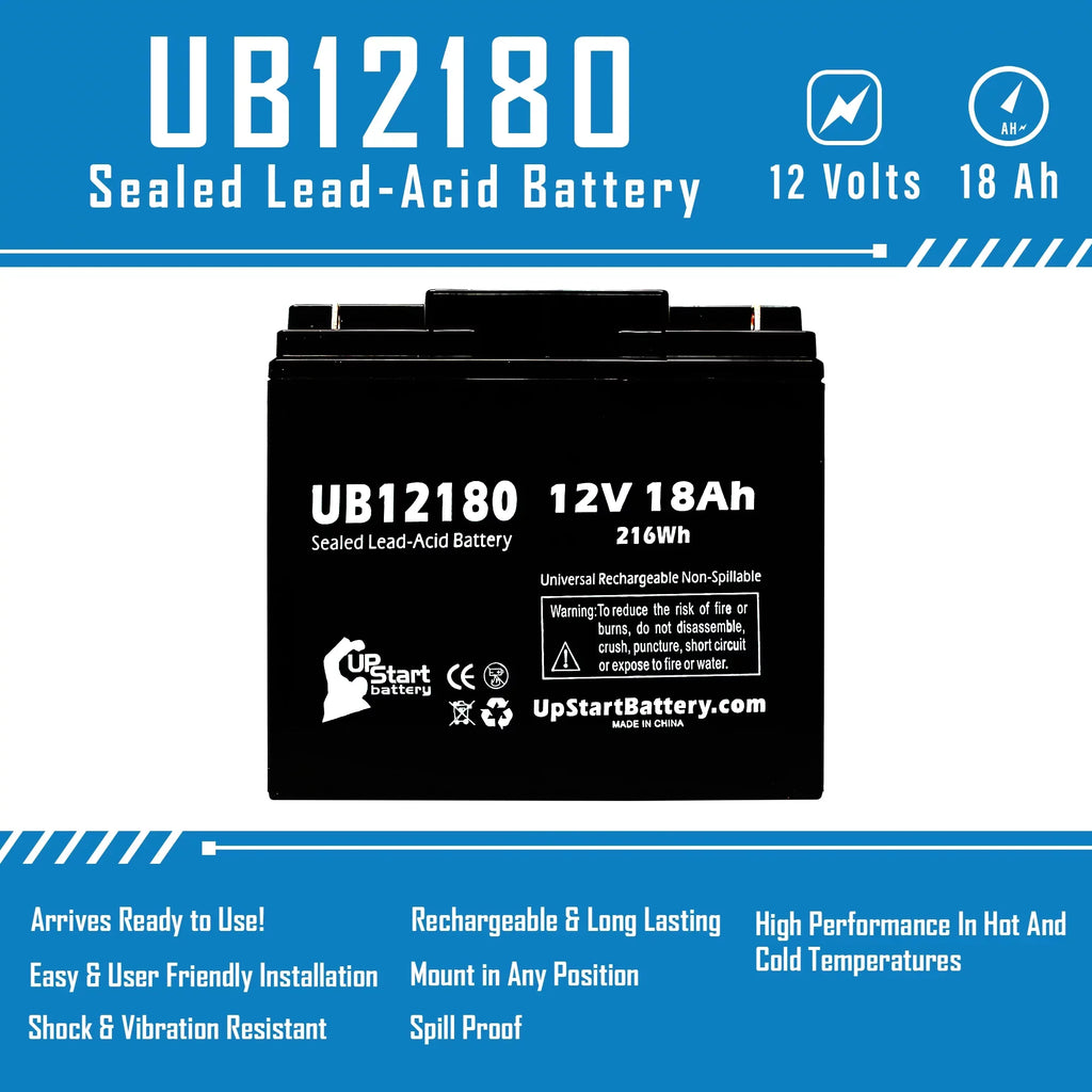 2x T4 AGM, / PX12180 - Universal - Terminal, Pack Portalac Lead 18Ah, Compatible Replacement Battery 18000mAh, Battery Acid UB12180 SLA) (12V, GS Sealed