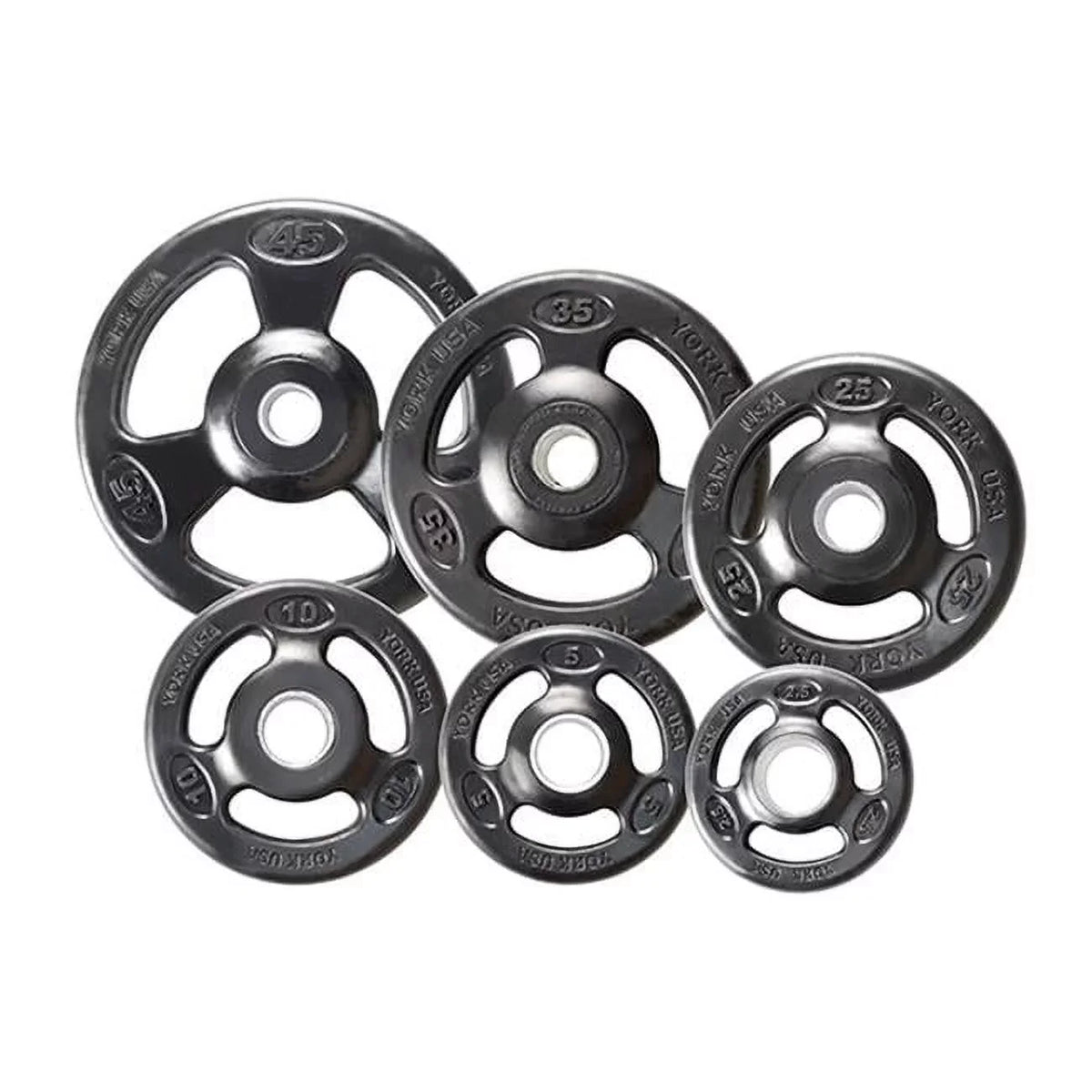 Iron Barbell Grip Steel 35 Olympic Composite - York Plate, lbs Black