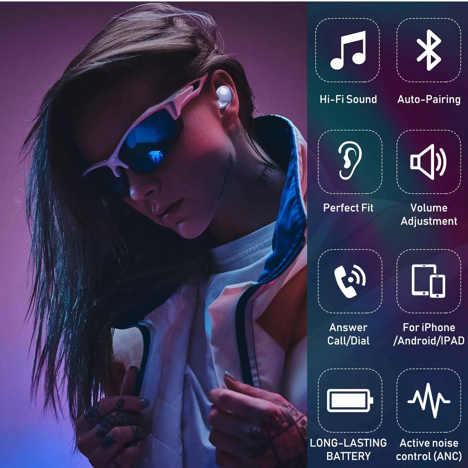 N8 Smart Street Purple Earbuds UrbanX Isolation, True Amethyst liquid Wireless, Buds (US Bluetooth grade for Charging Pro Resistant Case, Sound, Noise Vodafone Version) -