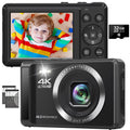 with Digital Camera SEREE SD Zoom, and 2 Card 16X Digital Digital and with Camera Autofocus Batteries 44MP Portable Point Cameras 32GB Compact 2.4'' 4K Shoot